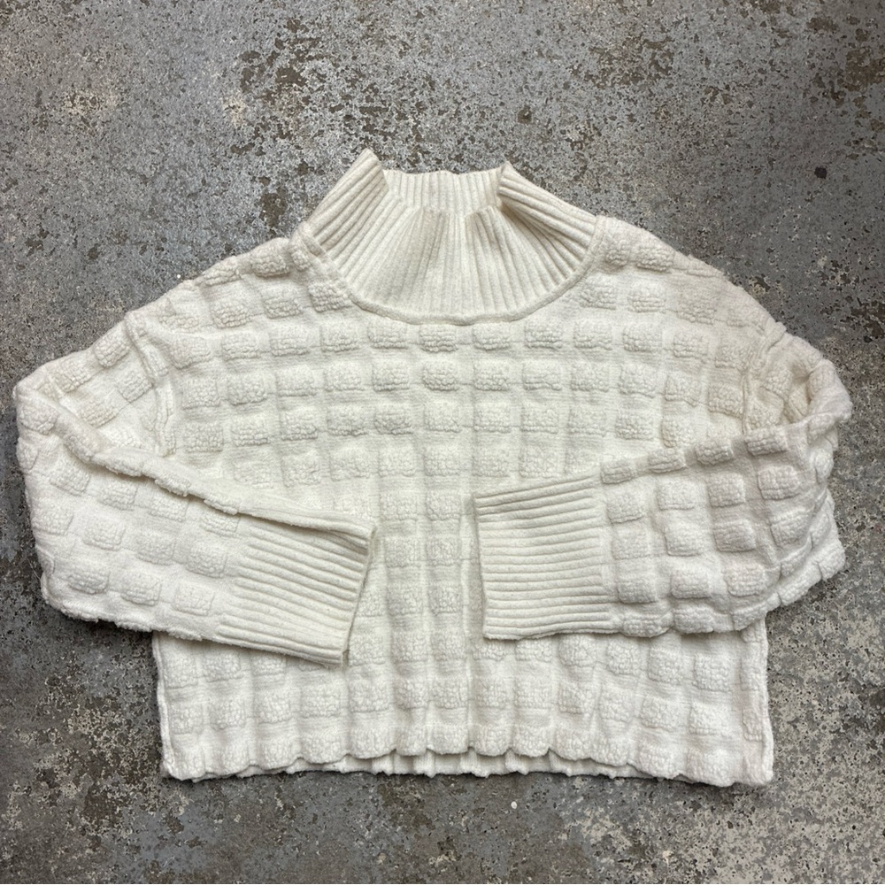 Free People We the Free Cozy ivory with White Turtleneck Sweater medium